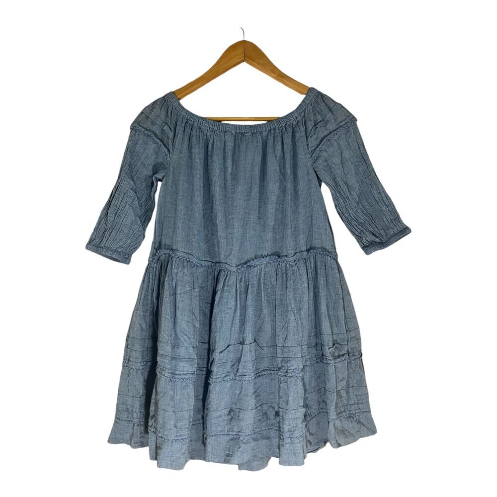 Polo Ralph Lauren Blue Tiered Dress GIRLS SIZE 12 Cotton Lined